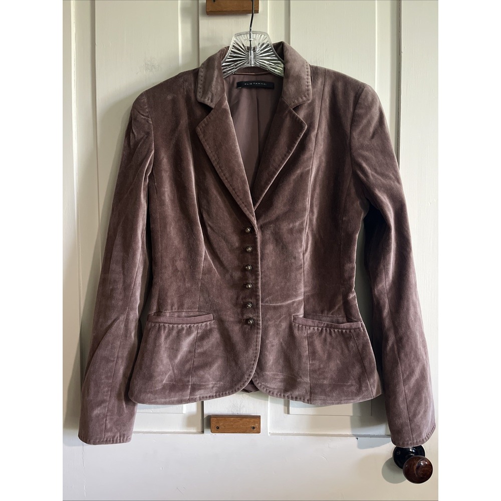 Elie Tahari Velvet Blazer Art Nouveau Buttons Whisigoth Size Small Classic